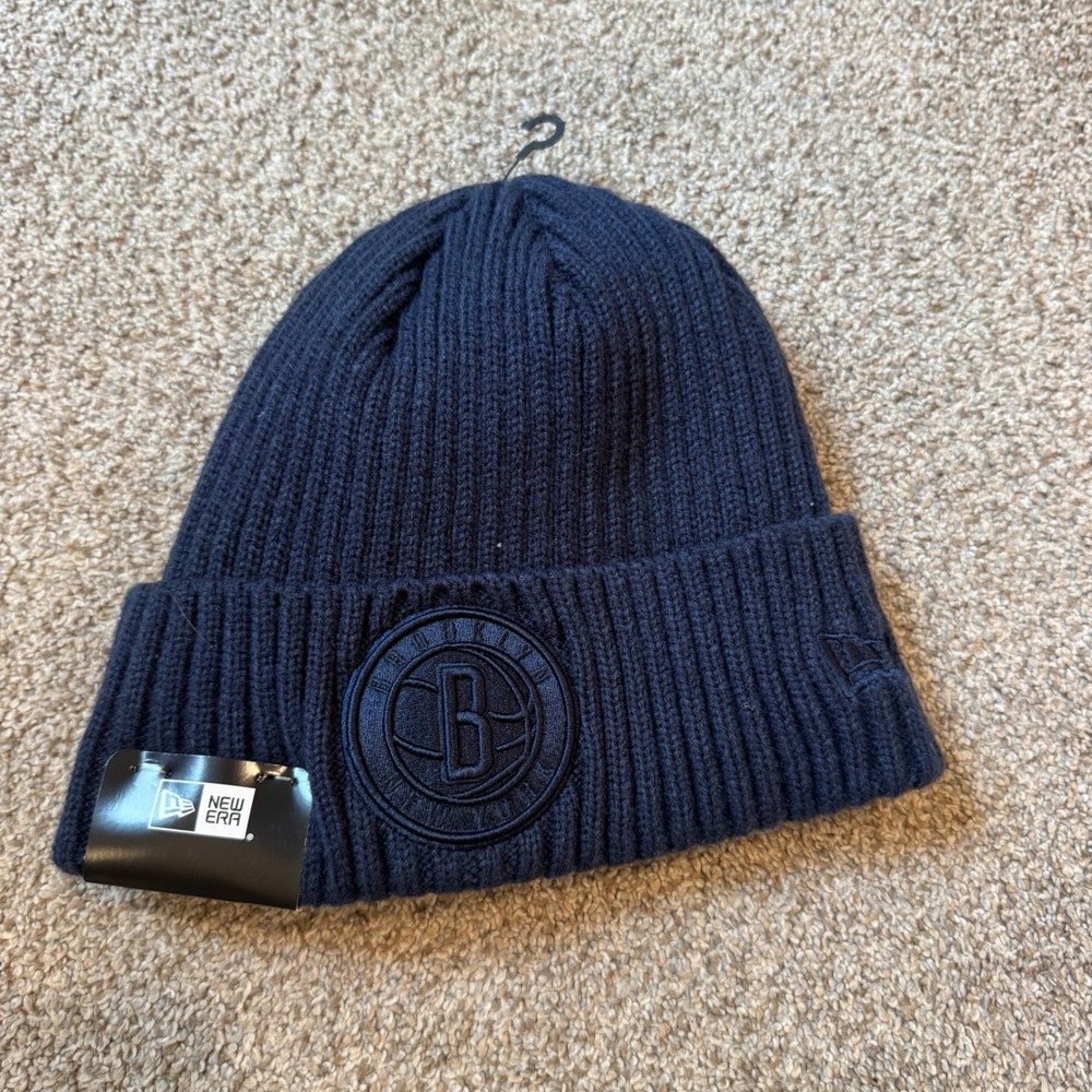 New Era Brooklyn Nets NBA Navy Blue Ribbed Fleece Lined Cuffed Beanie OSFM NWT